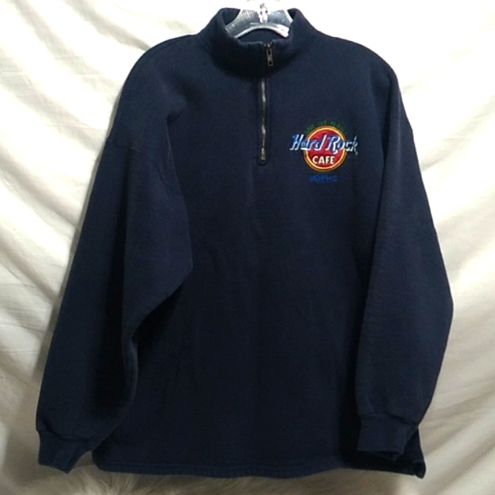(A-71) SALE! RARE! Hard Rock Cafe Save The Planet Memphis Half Zip Sweater
